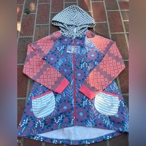 Matilda Jane 435 Make Believe Up North Hoodie Blue Floral Jacket Fall Sz 12 NWT